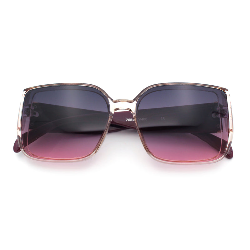 Womens Rectangle Designer Diamond Pleat Embossed Arm Plastic Fashion Sunglasses