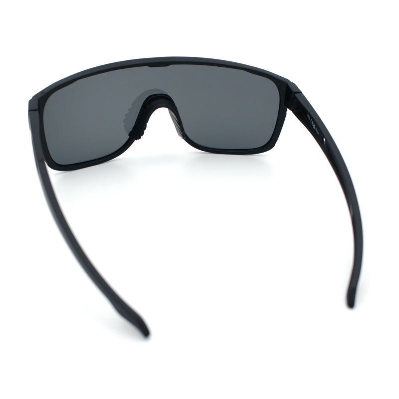 Classic Oversized Mens Shield Sport Plastic Minimal Color Mirror Lens Sunglasses