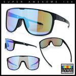 Classic Oversized Mens Shield Sport Plastic Minimal Color Mirror Lens Sunglasses