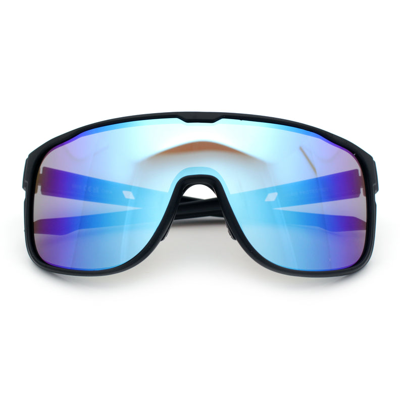 Classic Oversized Mens Shield Sport Plastic Minimal Color Mirror Lens Sunglasses