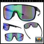 Classic Oversized Mens Shield Sport Plastic Minimal Color Mirror Lens Sunglasses