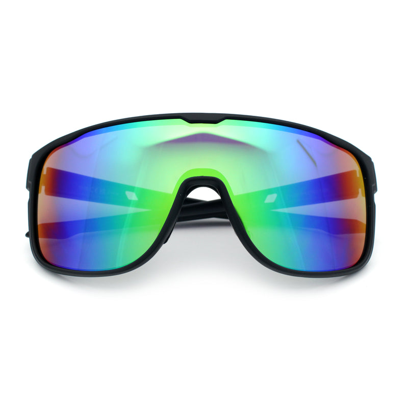 Classic Oversized Mens Shield Sport Plastic Minimal Color Mirror Lens Sunglasses