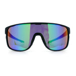 Classic Oversized Mens Shield Sport Plastic Minimal Color Mirror Lens Sunglasses