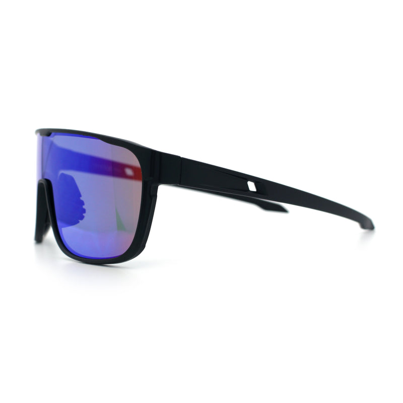 Classic Oversized Mens Shield Sport Plastic Minimal Color Mirror Lens Sunglasses