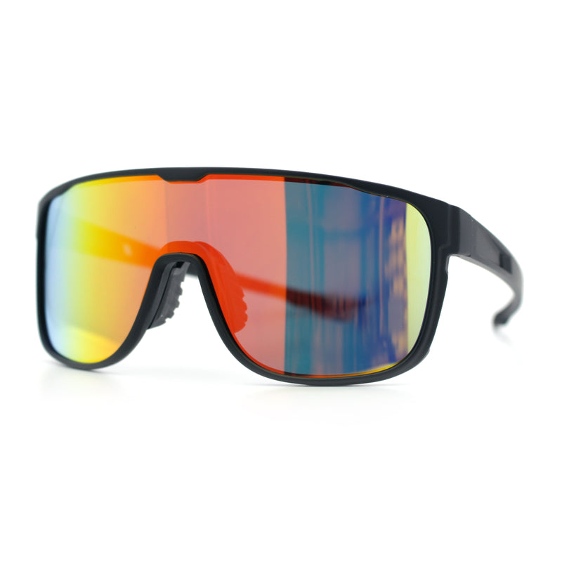 Classic Oversized Mens Shield Sport Plastic Minimal Color Mirror Lens Sunglasses