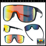 Classic Oversized Mens Shield Sport Plastic Minimal Color Mirror Lens Sunglasses