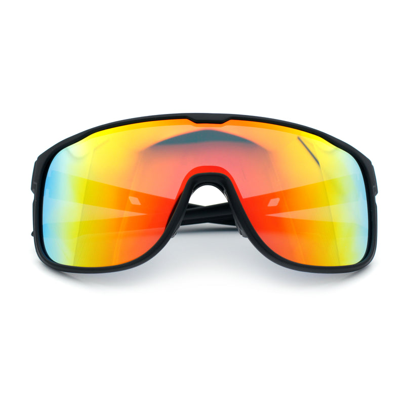 Classic Oversized Mens Shield Sport Plastic Minimal Color Mirror Lens Sunglasses