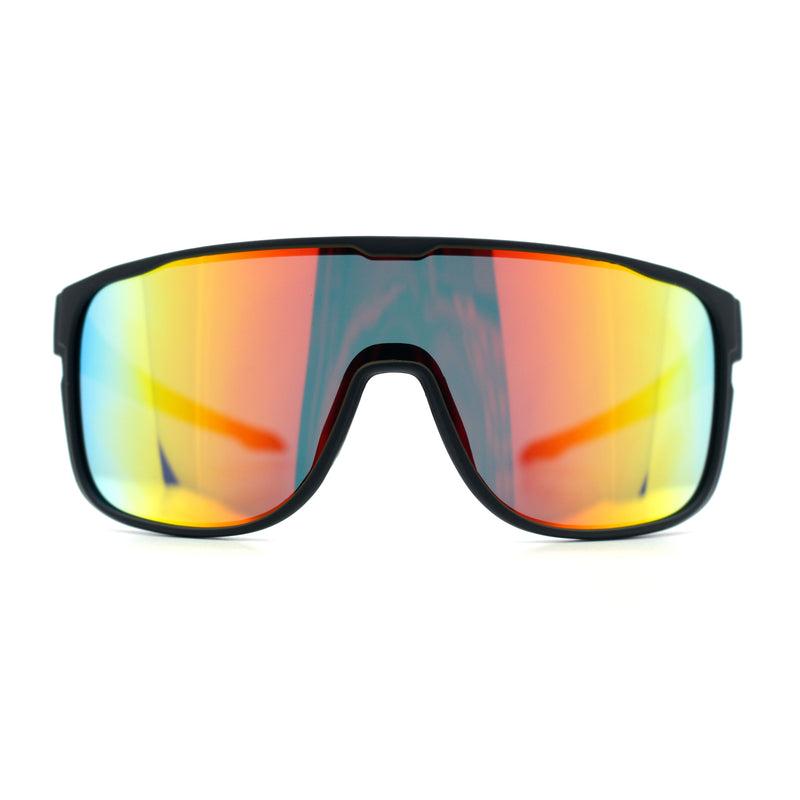 Classic Oversized Mens Shield Sport Plastic Minimal Color Mirror Lens Sunglasses