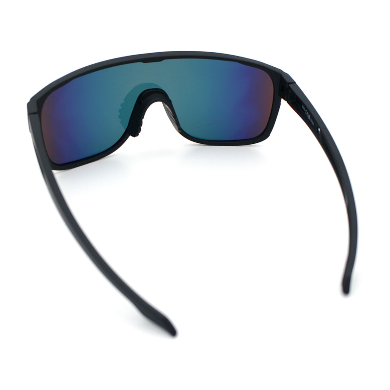 Classic Oversized Mens Shield Sport Plastic Minimal Color Mirror Lens Sunglasses