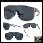 Classic Oversized Mens Shield Sport Plastic Minimal Color Mirror Lens Sunglasses