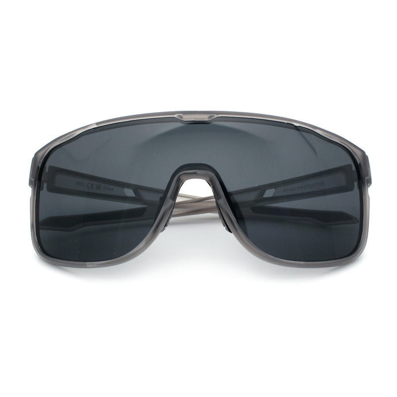 Classic Oversized Mens Shield Sport Plastic Minimal Color Mirror Lens Sunglasses