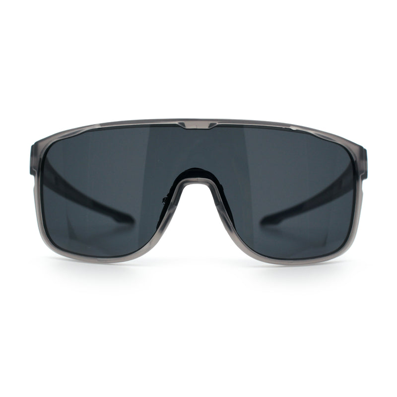 Classic Oversized Mens Shield Sport Plastic Minimal Color Mirror Lens Sunglasses