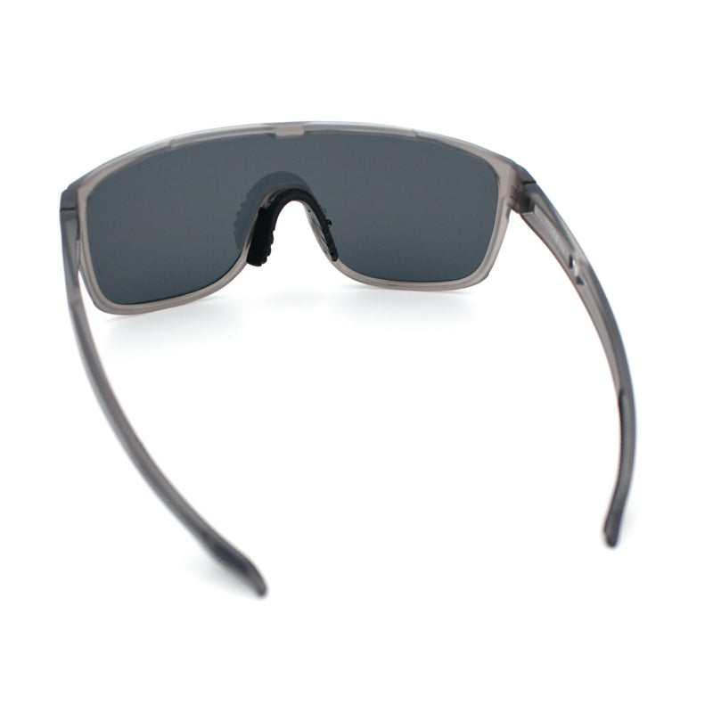 Classic Oversized Mens Shield Sport Plastic Minimal Color Mirror Lens Sunglasses