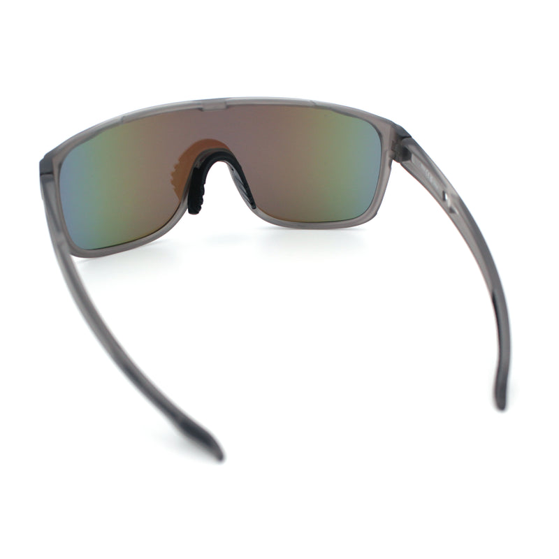 Classic Oversized Mens Shield Sport Plastic Minimal Color Mirror Lens Sunglasses