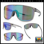 Classic Oversized Mens Shield Sport Plastic Minimal Color Mirror Lens Sunglasses