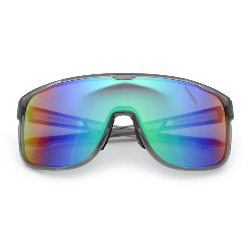 Classic Oversized Mens Shield Sport Plastic Minimal Color Mirror Lens Sunglasses