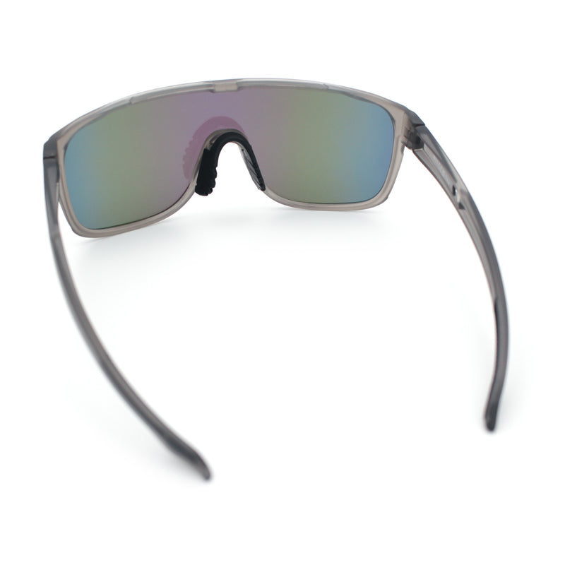 Classic Oversized Mens Shield Sport Plastic Minimal Color Mirror Lens Sunglasses