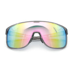 Classic Oversized Mens Shield Sport Plastic Minimal Color Mirror Lens Sunglasses