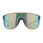 Classic Oversized Mens Shield Sport Plastic Minimal Color Mirror Lens Sunglasses