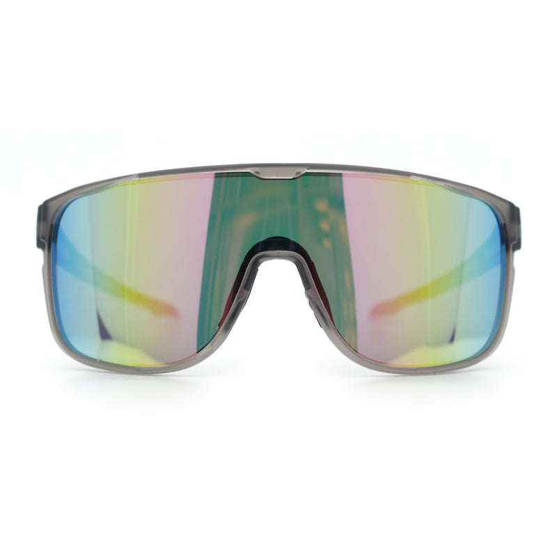 Classic Oversized Mens Shield Sport Plastic Minimal Color Mirror Lens Sunglasses