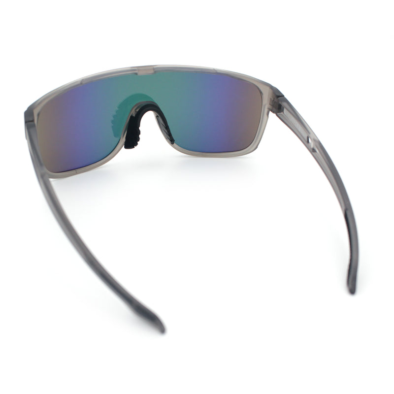 Classic Oversized Mens Shield Sport Plastic Minimal Color Mirror Lens Sunglasses