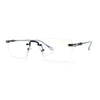 Rimless Rectangle Celtic Cross Luxury Fashion Blue Light Filter Clear Lens Eyeglasses