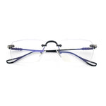 Rimless Rectangle Celtic Cross Luxury Fashion Blue Light Filter Clear Lens Eyeglasses
