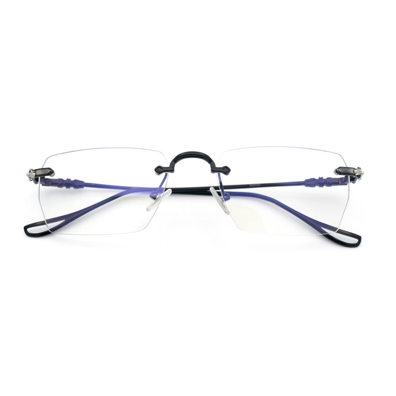 Rimless Rectangle Celtic Cross Luxury Fashion Blue Light Filter Clear Lens Eyeglasses
