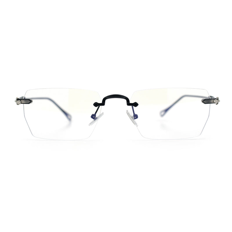 Rimless Rectangle Celtic Cross Luxury Fashion Blue Light Filter Clear Lens Eyeglasses