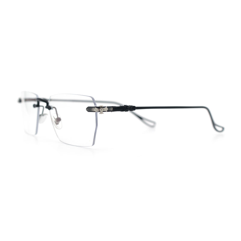 Rimless Rectangle Celtic Cross Luxury Fashion Blue Light Filter Clear Lens Eyeglasses