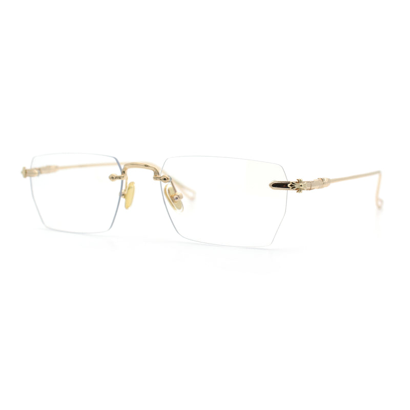 Rimless Rectangle Celtic Cross Luxury Fashion Blue Light Filter Clear Lens Eyeglasses
