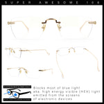 Rimless Rectangle Celtic Cross Luxury Fashion Blue Light Filter Clear Lens Eyeglasses