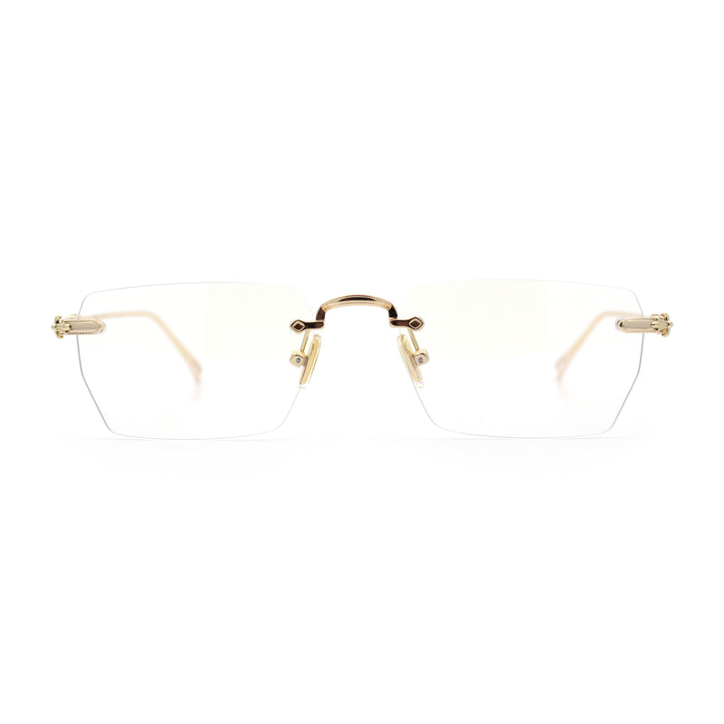 Rimless Rectangle Celtic Cross Luxury Fashion Blue Light Filter Clear Lens Eyeglasses