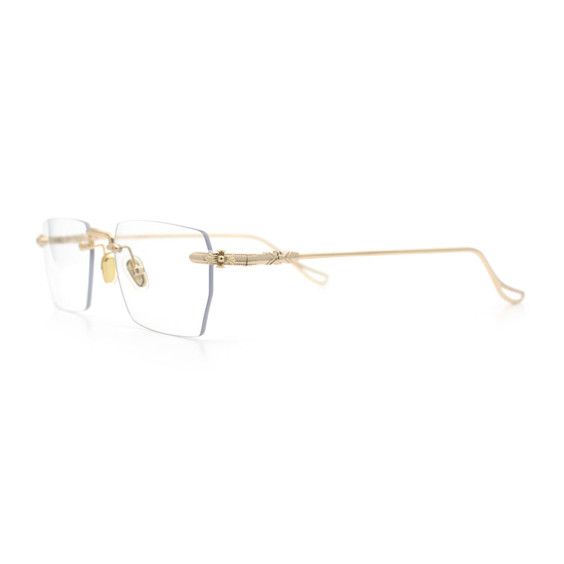 Rimless Rectangle Celtic Cross Luxury Fashion Blue Light Filter Clear Lens Eyeglasses