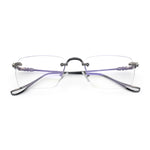 Rimless Rectangle Celtic Cross Luxury Fashion Blue Light Filter Clear Lens Eyeglasses