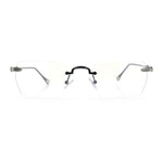 Rimless Rectangle Celtic Cross Luxury Fashion Blue Light Filter Clear Lens Eyeglasses