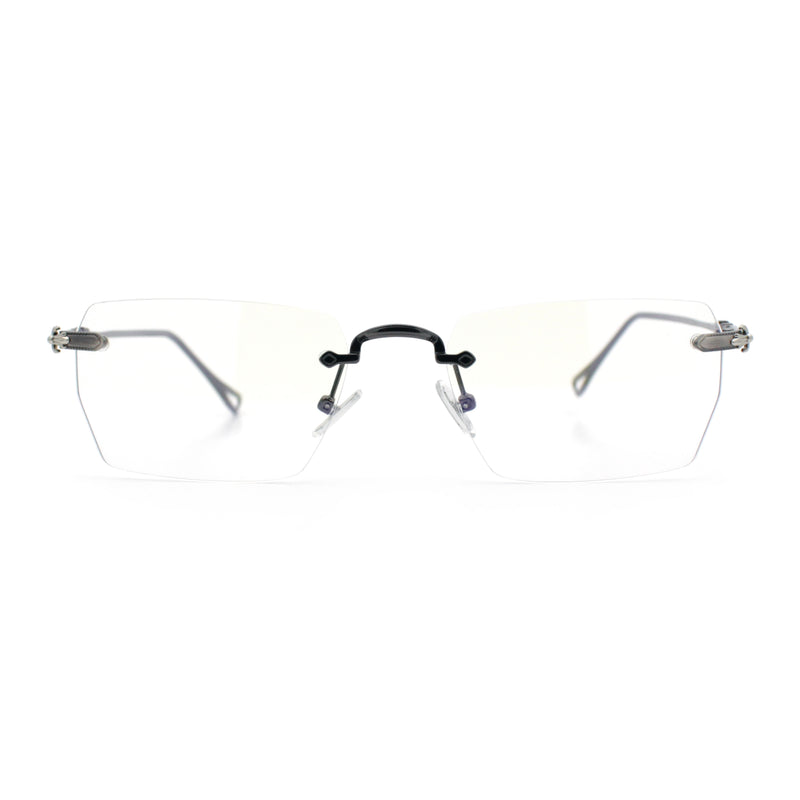 Rimless Rectangle Celtic Cross Luxury Fashion Blue Light Filter Clear Lens Eyeglasses