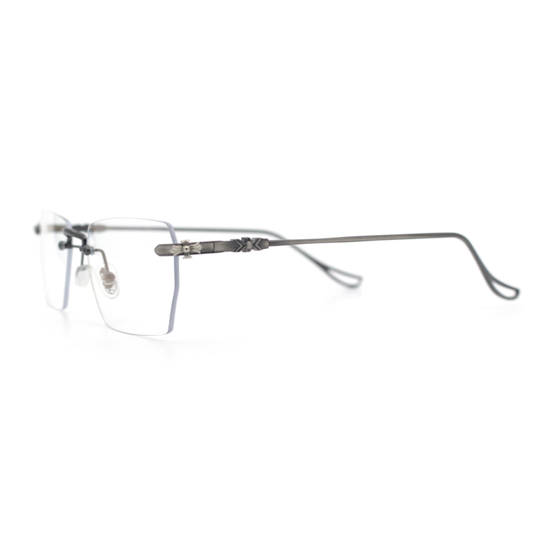 Rimless Rectangle Celtic Cross Luxury Fashion Blue Light Filter Clear Lens Eyeglasses