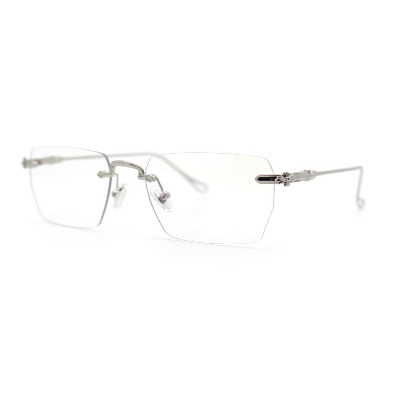 Rimless Rectangle Celtic Cross Luxury Fashion Blue Light Filter Clear Lens Eyeglasses