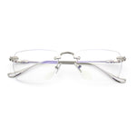 Rimless Rectangle Celtic Cross Luxury Fashion Blue Light Filter Clear Lens Eyeglasses