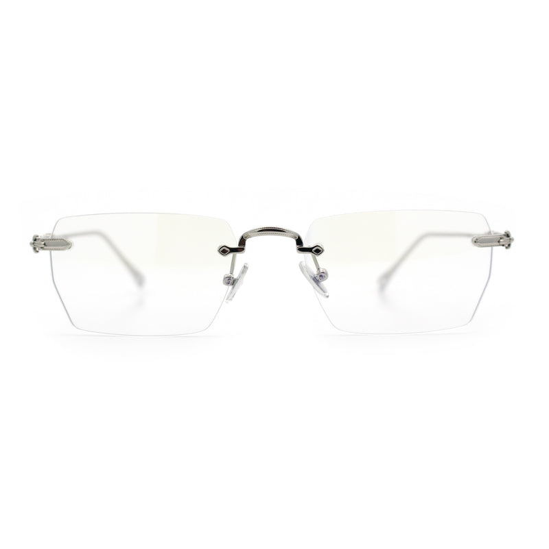 Rimless Rectangle Celtic Cross Luxury Fashion Blue Light Filter Clear Lens Eyeglasses
