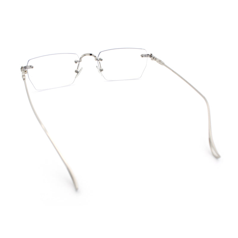 Rimless Rectangle Celtic Cross Luxury Fashion Blue Light Filter Clear Lens Eyeglasses