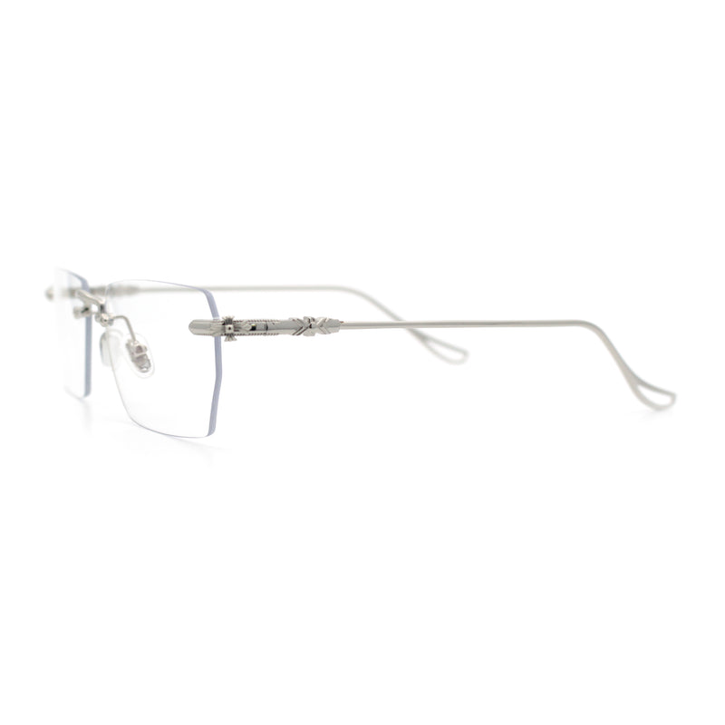 Rimless Rectangle Celtic Cross Luxury Fashion Blue Light Filter Clear Lens Eyeglasses