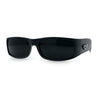 Mens Winged Skull Emblem Mad Dog Narrow Rectangle Hardcore Manly Sunglasses