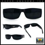 Mens Winged Skull Emblem Mad Dog Narrow Rectangle Hardcore Manly Sunglasses