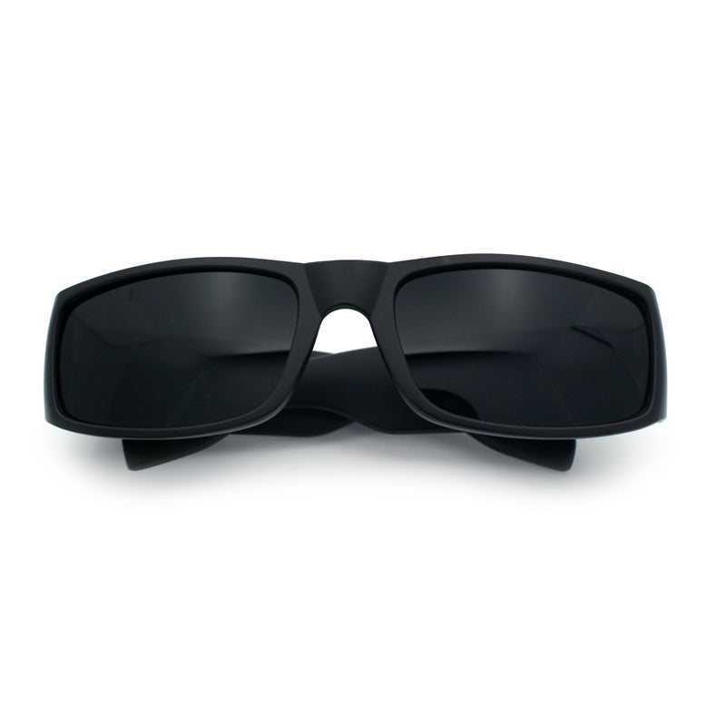 Mens Winged Skull Emblem Mad Dog Narrow Rectangle Hardcore Manly Sunglasses