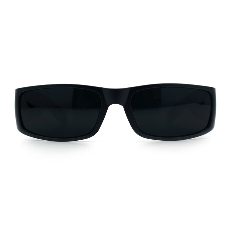 Mens Winged Skull Emblem Mad Dog Narrow Rectangle Hardcore Manly Sunglasses