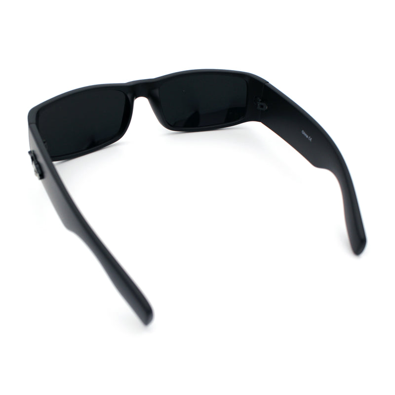 Mens Winged Skull Emblem Mad Dog Narrow Rectangle Hardcore Manly Sunglasses