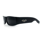 Mens Winged Skull Emblem Mad Dog Narrow Rectangle Hardcore Manly Sunglasses