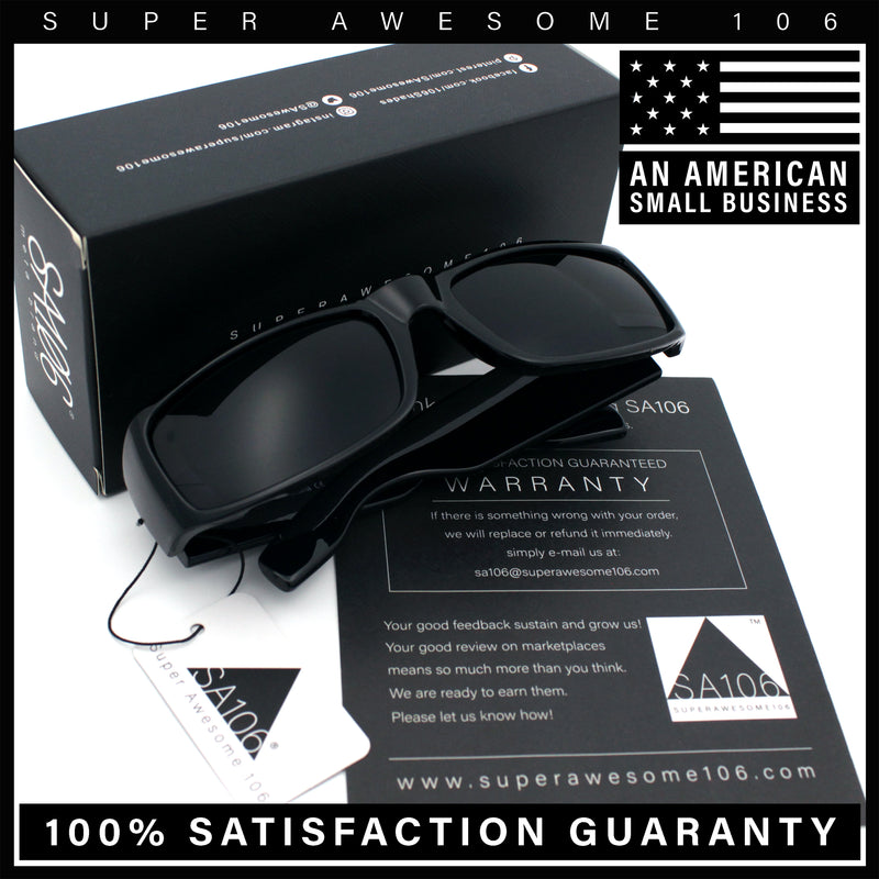 Mens Winged Skull Emblem Mad Dog Narrow Rectangle Hardcore Manly Sunglasses
